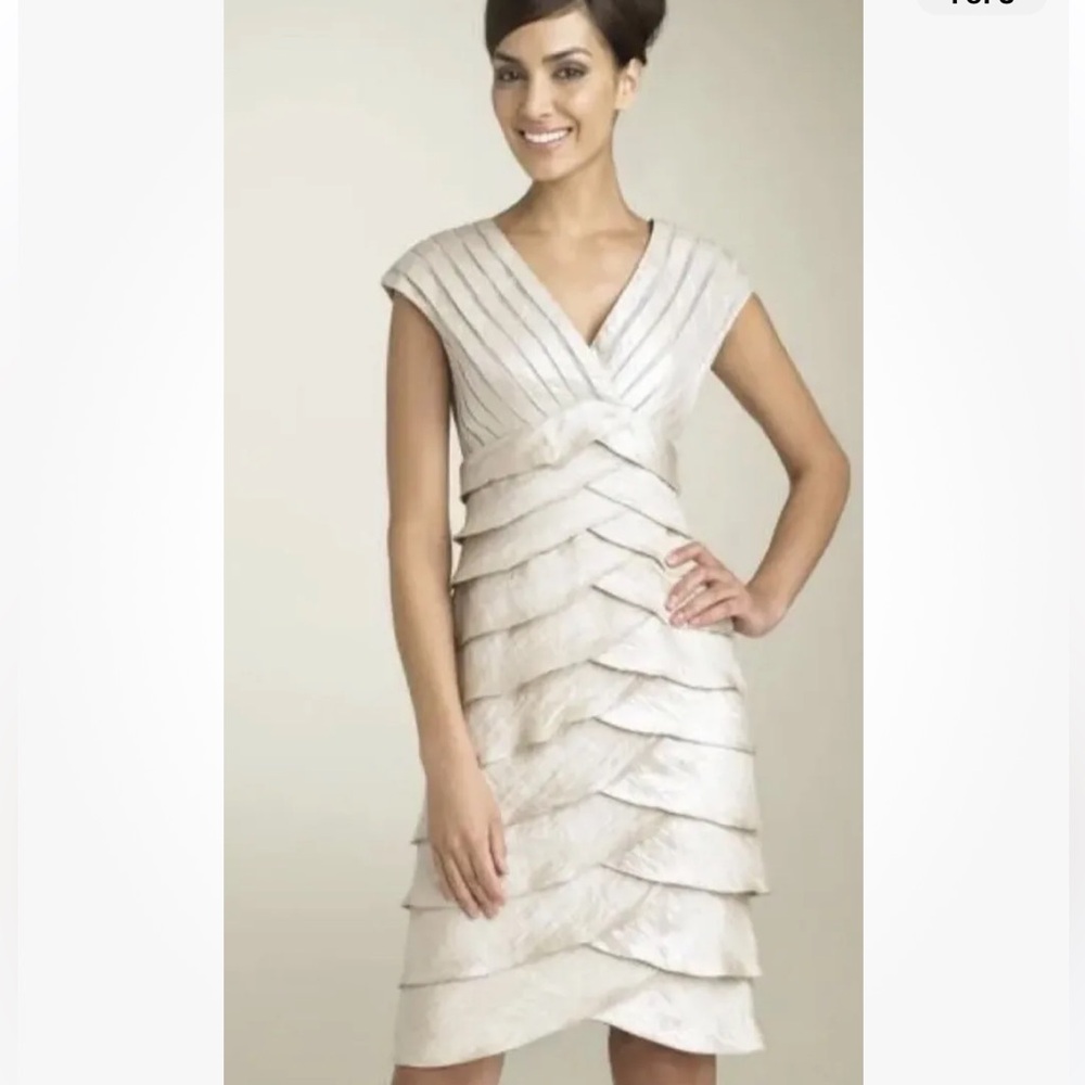 Adrianna Pappel Women’s Dress Size 6 Champagne Color Midi Length Stretch #32